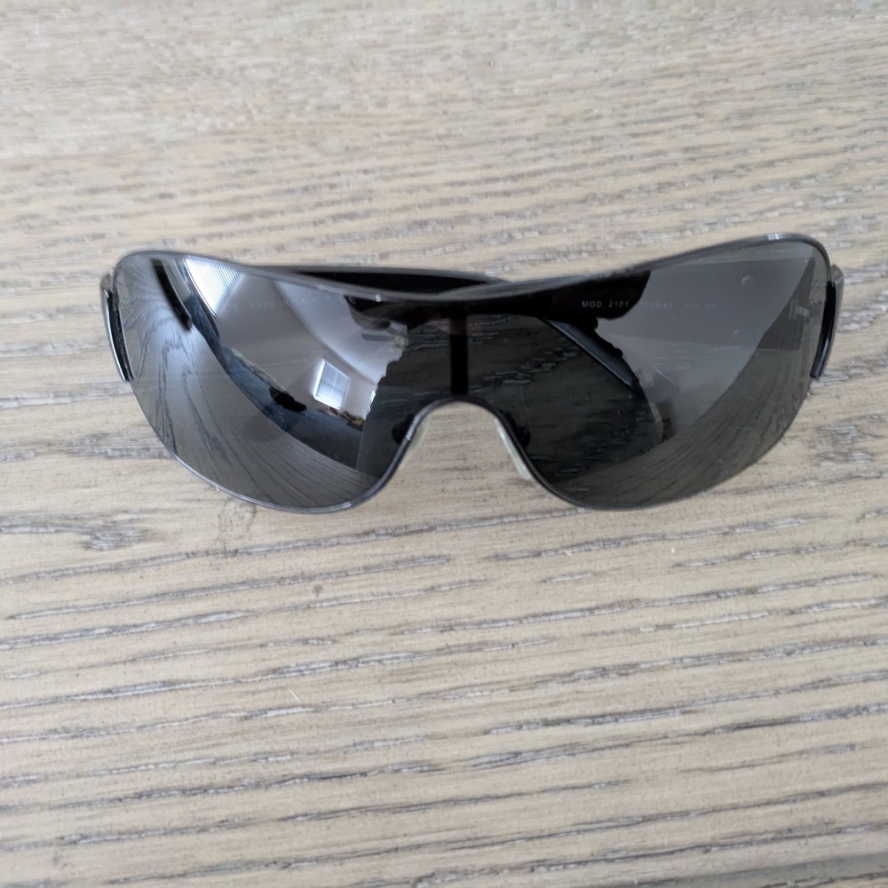 Versace Black Sunglasses with Modern Wraparound Design